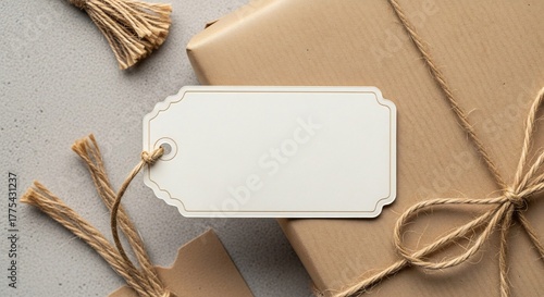 Gift Wrapped in brown paper with a blank tag and twine