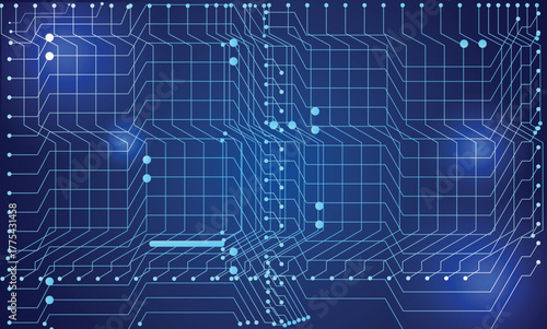 Abstract technology background digital circuit board background with glowing lines and data flow