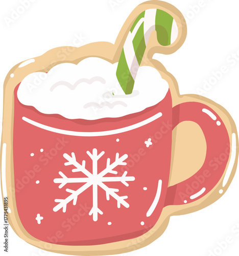 red christmas cup hot beverage cream illustration vector art