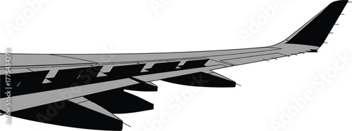 Airplane wing section with engines and winglets aircraft wing, airplane wing, aircraft wing, jet engine, winglet, aviation, aerospace, flight, travel, transportation, sky, air travel, commercial airpl