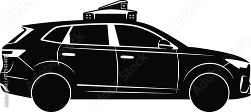Sleek Autonomous Vehicle Silhouette Illustration, Modern Self-Driving Car Design for Futuristic Technology, car, vehicle, autonomous, silhouette, design, intelligent, graphics, mobility, solution, tec