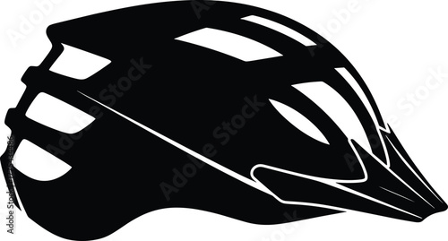 Black silhouette of a bicycle helmet with vents bike helmet, bicycle helmet, bike helmet, cycling helmet, safety helmet, protective gear, sports equipment, head protection, cycling, biking, sport, out