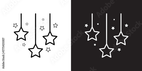 Elegant hanging star ornaments for festive cheer create a magical holiday atmosphere perfect for invitations, cards, and seasonal promotions this winter