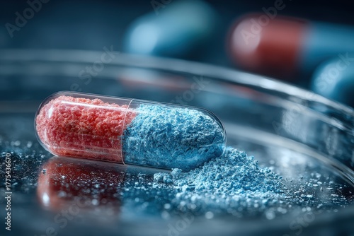 A close up view of a pharmaceutical pill on a surface