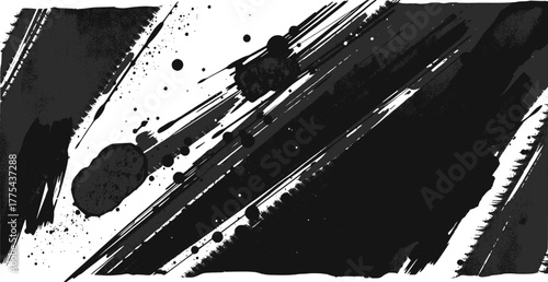 Abstract black brush strokes and splatters isolated on