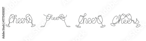 Elegant cheers with clinking glasses festive celebration design element