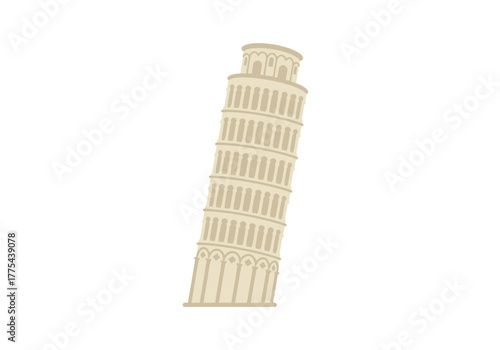 Cartoonstyle tilting Leaning Tower of Pisa illustration