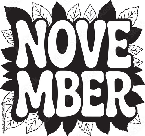 November text with leaves
