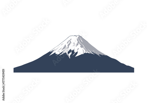 Illustration of a mountain with a snowcovered peak against a white background