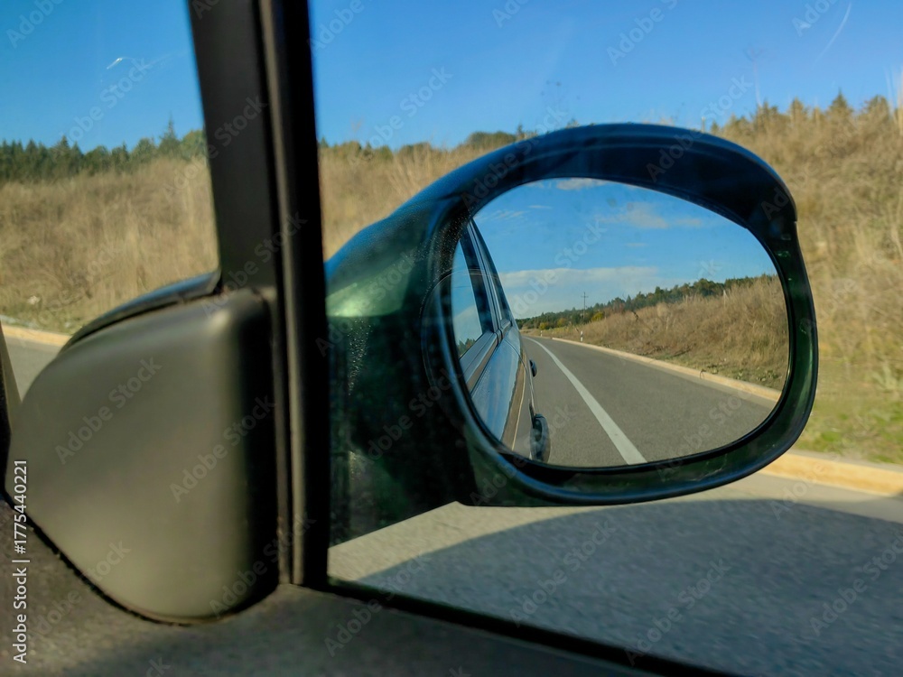 Fototapeta premium Through the Side Mirror. Angle of view.