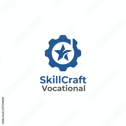 A professional logo featuring a gear and star, representing skill, excellence, and practical vocational training for career growth and success.