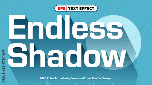 Endless shadow text effect editable vector design with modern long shadow style for creative projects and presentations