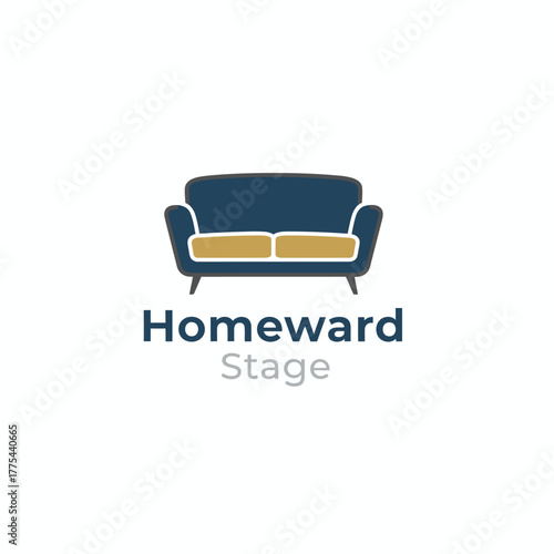 A cozy logo with a modern sofa icon, symbolizing comfort, home living, and stylish interior design that creates warmth and relaxation.