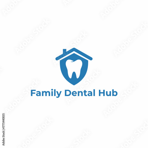 A friendly logo showing a tooth inside a house, symbolizing trusted family dental care, protection, and comfort for every smile.