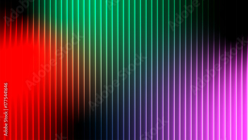 Vibrant vertical neon light streaks in a spectrum of red green and purple abstract background