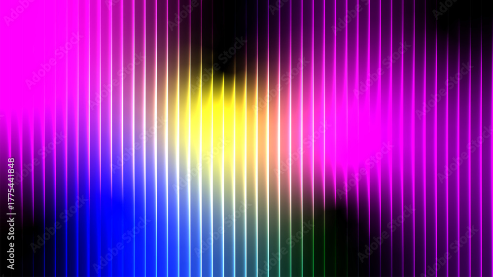 Fototapeta premium Vibrant abstract background with vertical glowing neon light streaks in pink yellow and blue