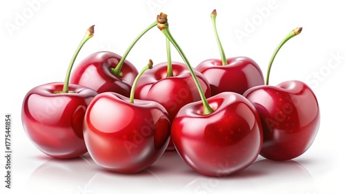 Wallpaper Mural Fresh red cherries isolated on white background with stems Torontodigital.ca