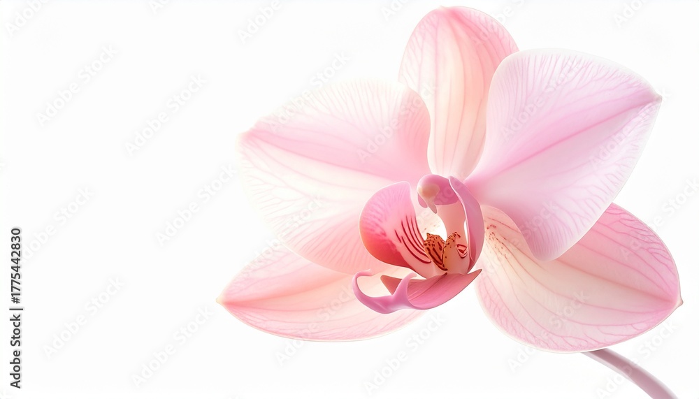 Naklejka premium Delicate Pink Orchid Flower Isolated on White Background.
