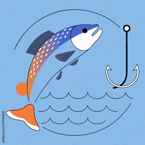"Dynamic Fish Emblem – Catch of the Day Concept"