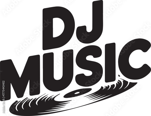 Dj music text with vinyl record