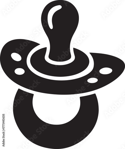 Pacifier Glyph Icon – Baby Soother Silhouette Vector