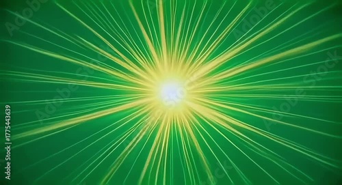 Golden light burst on green-screen background.4k video.

