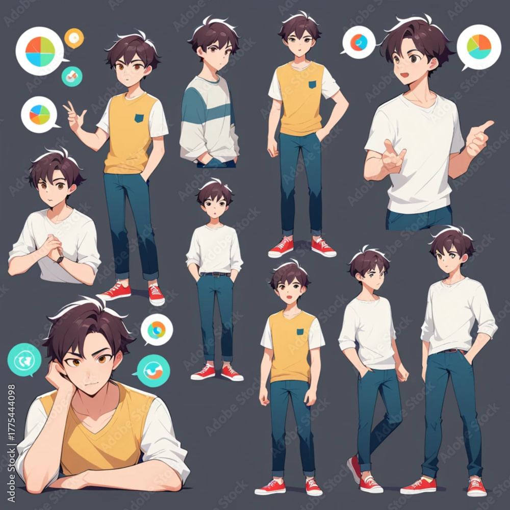 Obraz premium People in Different Business Poses Special Icon Set