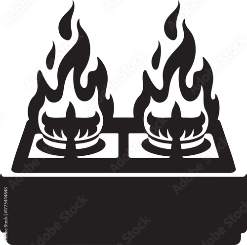 Gas stove burners with flames