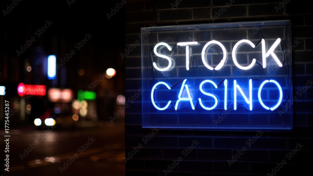 Obraz premium Neon sign of a casino glowing brightly at night, creating an inviting atmosphere