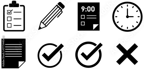 Streamlined checklist and scheduling icons for efficient project management and planning