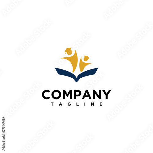 Abstract education logo design with graduation cap and student vector template