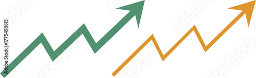 Two upward trending arrows showing growth and progress