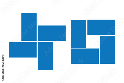 Modern collage 4 frame photos. Template for portfolio. Photo tiles layout. Vector illustration.