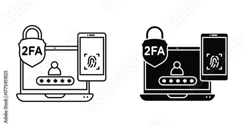 2FA Multifactor verification icon graphic design. Vector icon illustrations