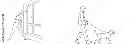 Meditation Yoga Line Art | Minimal Woman in Lotus Pose | Wellness Outline, Generative Ai