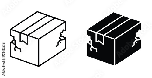 Broken cardboard box icon graphic design. Vector icon illustrations