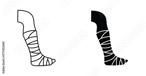 Broken leg in a plaster icon graphic design. Vector icon illustrations