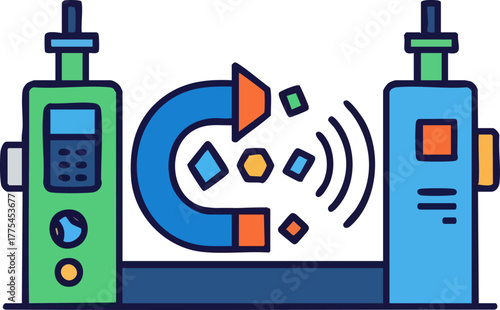 of magnetic field interacting with objects, symbolizing science.
