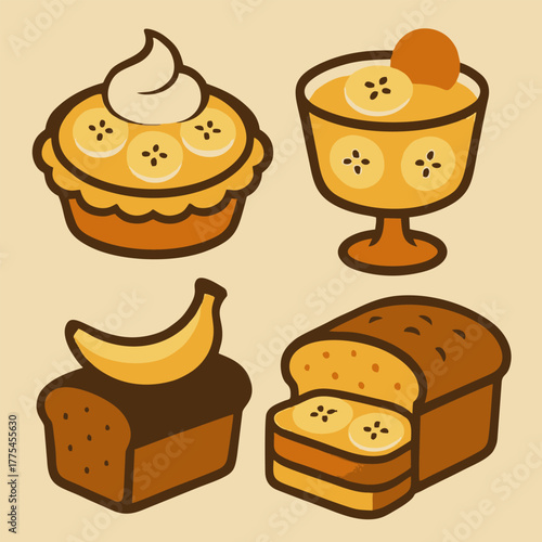 Set of colorful cakes and desserts with cupcakes pies and sweets illustration