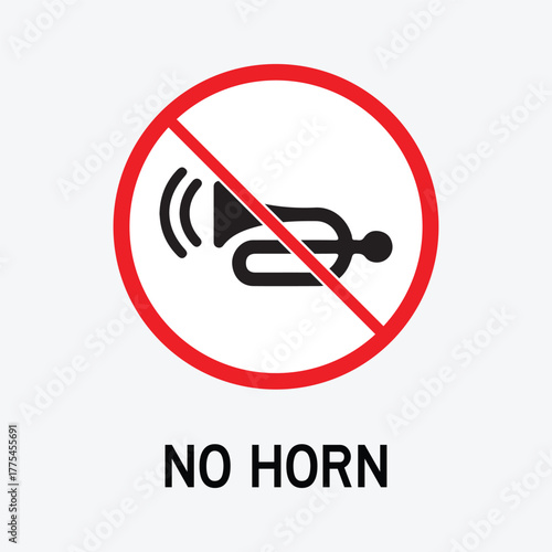 No Horns Sign No Honking Prohibition Traffic Symbol Vector