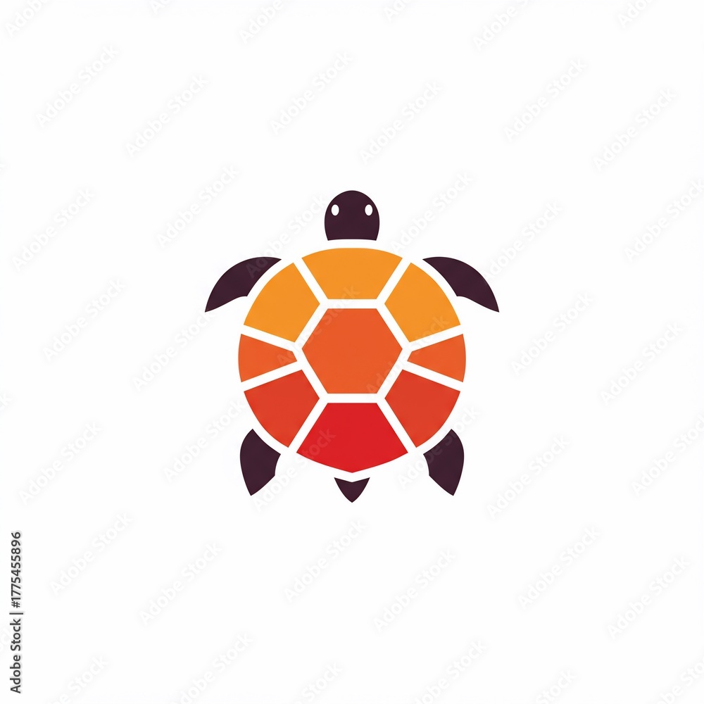 Obraz premium Colorful geometric turtle illustration. Shell is divided into sections with a gradient. Simple, clean, modern design
