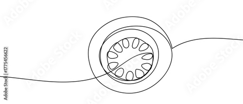 One continuous drain hole in the sink Minimalist simple linear style. Vector outline illustration Editable stroke.