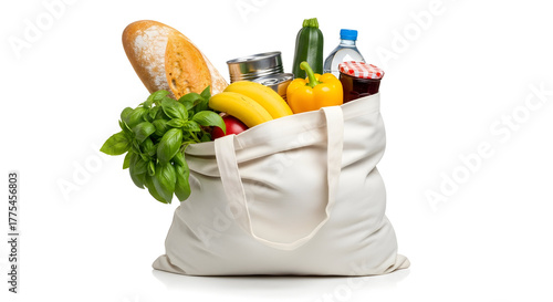 Groceries Filled Cotton Tote Bag Abundant Fresh Healthy Natural Foods Sustainable Lifestyle Choice Shopping Organic Produce Market Reusable Bag Eco Conscious Living Healthy Diet