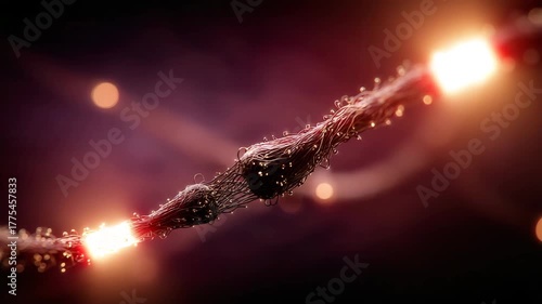 Neurons firing electrical signals across synapse in a vibrant, dynamic animation, perfect for medical or science education, showing the wonder of neuroscience