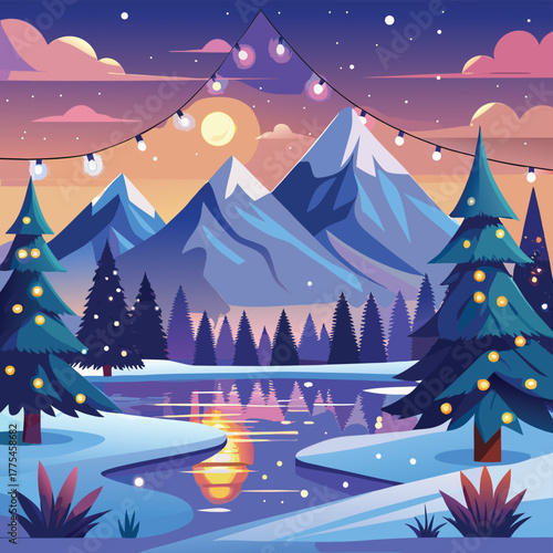 winter landscape with christmas tree