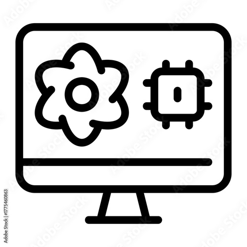 quantum computer line icon