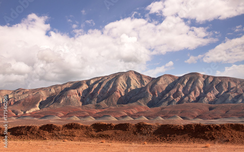 Beautiful mountains with red soil in Khizi. Azerbaijan.