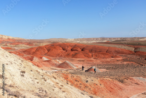 Beautiful mountains with red soil in Khizi. Azerbaijan.