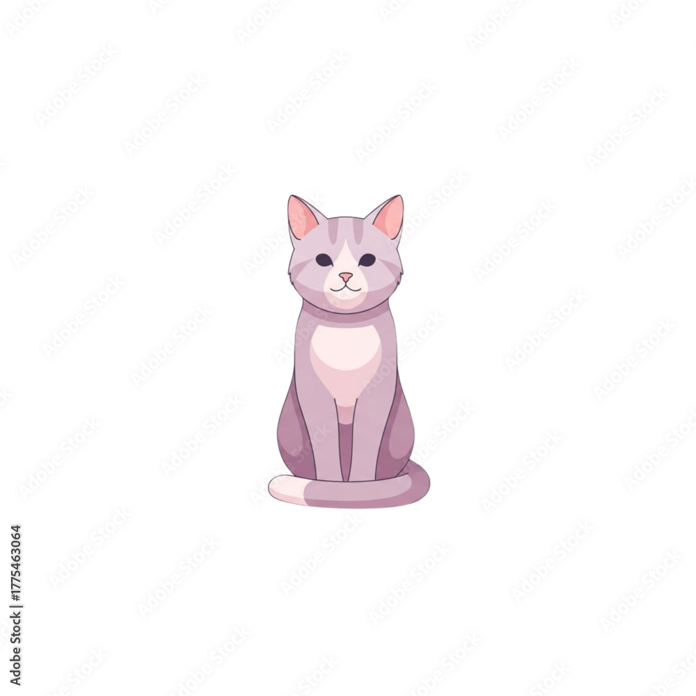 Fototapeta premium Cute Cartoon Cat Sitting Vector Illustration