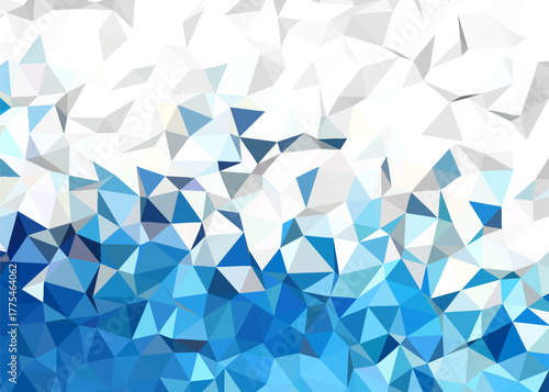 Abstract low poly geometric background with cool blue and white gradient effect